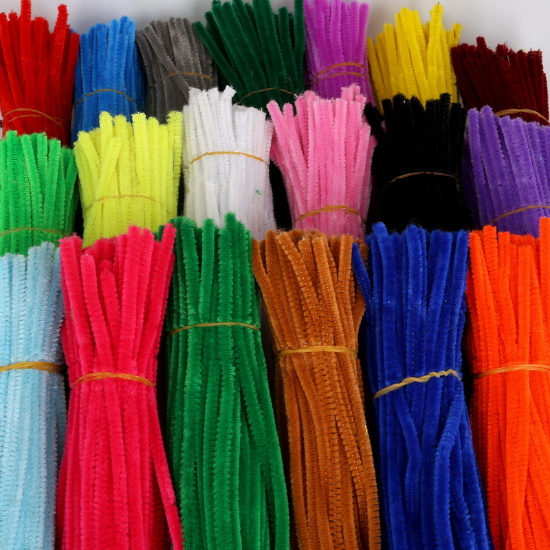 100PCS Chenille Stems Pipe Cleaners 5MM Children Kids Plush Educational Toy 