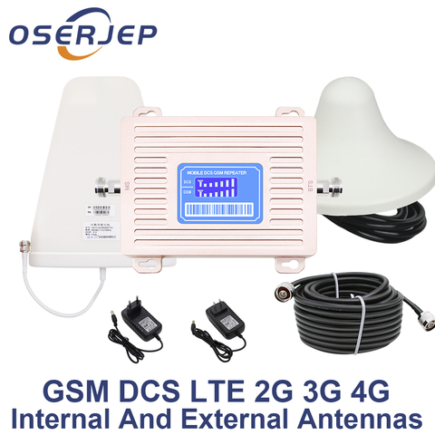 LCD Display GSM 900 UMTS 1800 mhz Dual Band Repeater 2G 3G 4G LTE Phone Amplifier Cellular Mobile Booster +LPDA /Ceiling Antenn ► Photo 1/5