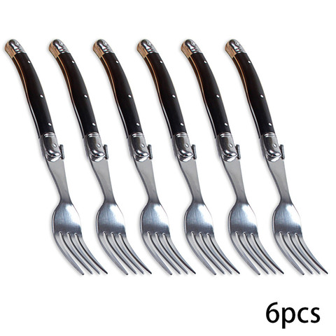 8'' Laguiole Style Black Steak Fork Stainless Steel Dinner Forks Plastic Handle Table Fork Four Times Table Dinnerware 2/4/6pcs ► Photo 1/6