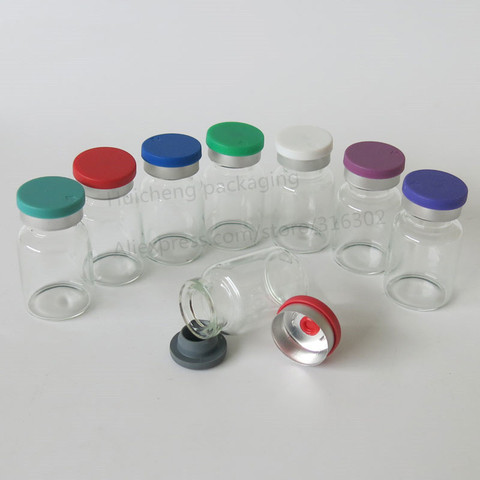 10ML Clear Injection Glass Vial with Center Plastic Aluminum Cap 10CC Transparent Liquid Medicine Glass Containers 2540 ► Photo 1/6