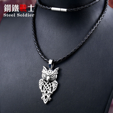 steel soldier punk rock owl necklace pendant drop shipping wholesal stainless steel animal jewelry ► Photo 1/5