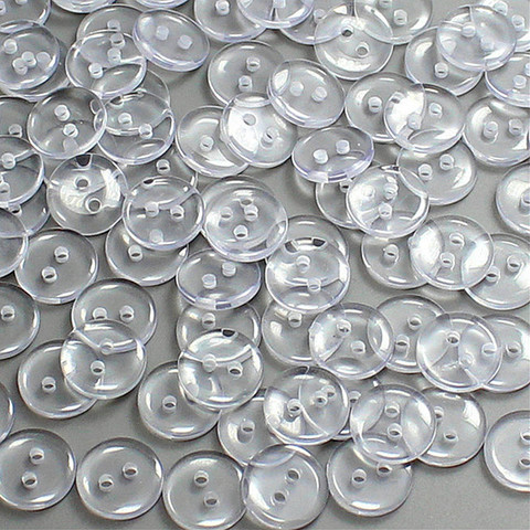 100pcs 12-20L 2holes transparent buttons sewing polyester washer resin shirt button for scrapbooking DIY kid clothes accessorie ► Photo 1/4