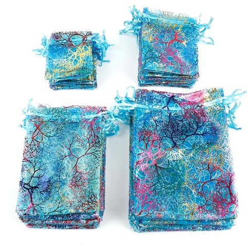 50pcs/lot 7x9cm 9x12cm 10x15cm Colorful Organza Bags Jewelry Packaging Bags Wedding Favor Gift Bags Drawstring Pouches ► Photo 1/6
