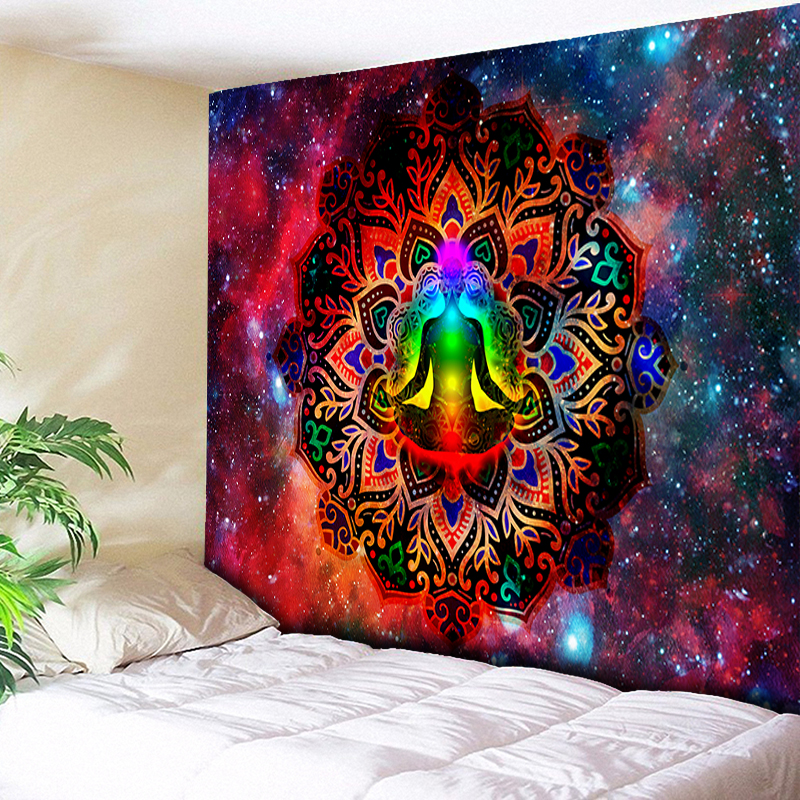 Starry Night Galaxy Decor Psychedelic Tapestry Wall Hanging Indian Mandala Hippie Chakra Tapestries Boho Cloth Alitools - Cloth Wall Hangings Indian