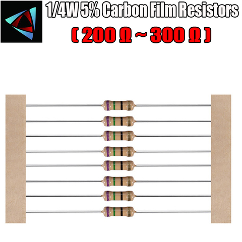 100pcs 1/4W 5% Carbon Film Resistor 200 220 240 270 300 ohm ► Photo 1/2