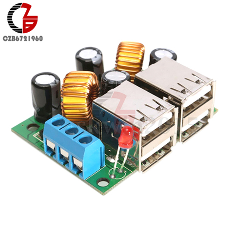 4-USB Port A5268 Step Down Voltage Regulator Buck Converter Power Transformer Supply DC 12V to 5V for USB Hub Phone Auto Car ► Photo 1/1