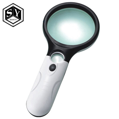 Handheld 3X 45X Illuminated Magnifier Microscope Magnifying Glass Aid Reading for Seniors loupe Jewelry Repair Tool With 3 LED ► Photo 1/3