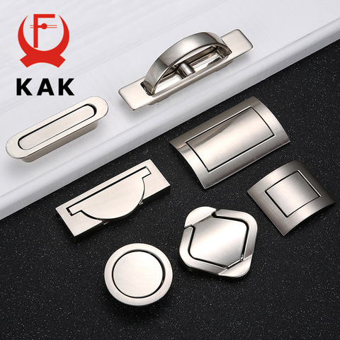 KAK Tatami Hidden Door Handles Zinc Alloy Recessed Flush Pull Cover Floor Cabinet Handle Silver Black Furniture Handle Hardware ► Photo 1/6