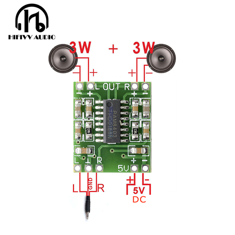 Hifivv audio 2x3W Mini Digital Power Amplifier Board for Class D Stereo Audio Amplifier Module 5V Power ► Photo 1/5