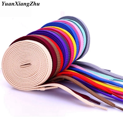 1Pair Double Flat Laces High Quality Polyester Shoelaces Fashion Sports Casual Shoe Lace Solid Flat Shoelace 28Colors ► Photo 1/6
