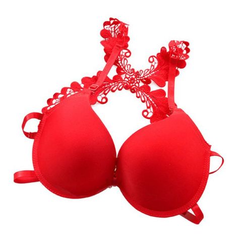 Women Seamless Bra Front Closure Sexy Lace Racer Back Smooth Surface Push Up Underwear Lingerie ► Photo 1/6