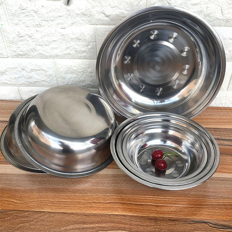 1pc 14cm - 24cm Stainless Steel Soup Bowls Multi-function Round Soup Pot Soup Palte Dishes Kitchen Tools 6 different size ► Photo 1/6