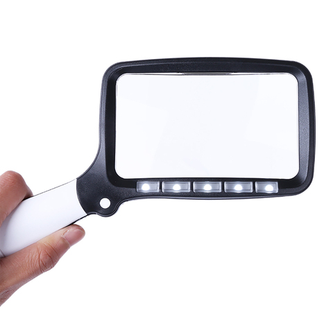 5 LED Magnifying Glass Light 2 Modes Dimmable Foldable Reading Magnifier 2x Magnification Hand Magnifier Seniors Children Books ► Photo 1/6