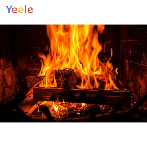 Yeele Black Brick Fireplace Fire Firewood Portrait Photography Background Customized Photographic Backdrops for Photo Studio ► Photo 1/6