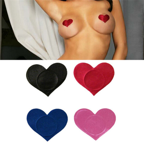 1Pair Breast Petals Heart Shape Adhesive Nipple Covers Breasts Petals and Sticker Emptied Chest Breast Petals 4 Colors ► Photo 1/6