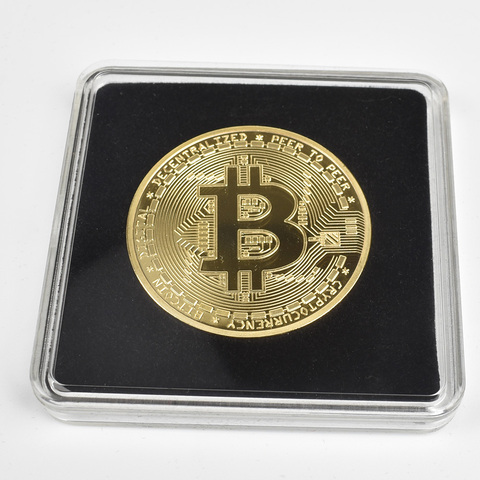 Gold Plated Bitcoin Bit Coin Litecoin Ripple Commemoration Metal Coin Transparent Acrylic Packaging Coin ► Photo 1/6