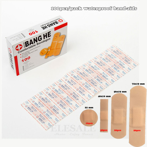 100Pcs/Pack Waterproof Band-Aids Bandages First Aid Medical Anti-Bacteria Wound Plaster Multi Size Home Travel Emergency Kits ► Photo 1/6