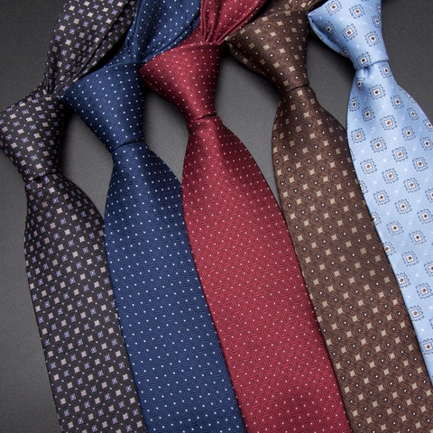 Men Tie 8cm Business Mens Fashion Striped lattice Neckties Gravata Jacquard Bowtie man's Wedding dress Ties shirt Accessories ► Photo 1/6