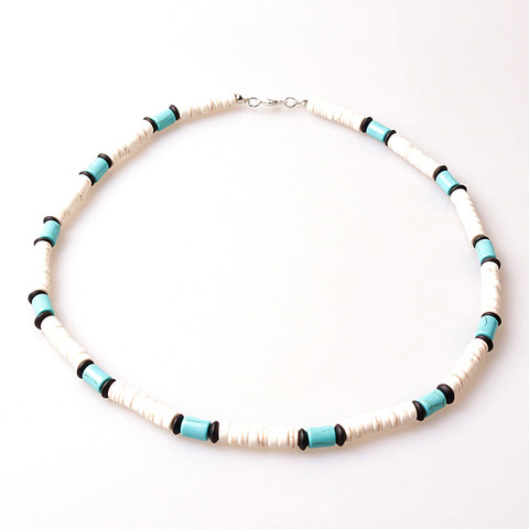 Stone Bead Surfer Necklace Made from white, Black and Blue Beads for men tribal jewelry ► Photo 1/4