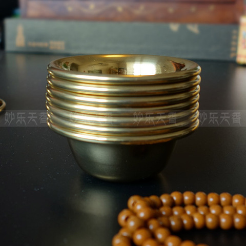 Buddha Brass Bowls,Copper Buddhist Supplies Cup,Diameter 6.8 Height 2.9 Centimeter,7 pieces Per Set ► Photo 1/1