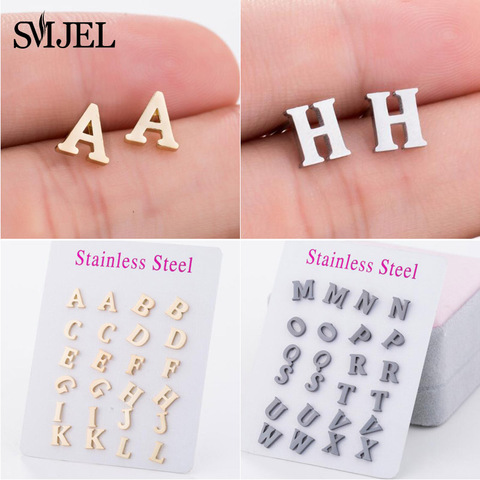 SMJEL A-Z Alphabet Earrings Stainless Steel Initial Letter Earrings for Women Girls Kids Personalize Everyday Jewelry bijoux ► Photo 1/6