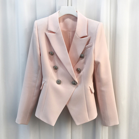 HIGH QUALITY New Fashion 2022 Baroque Designer Blazer Jacket Women's Silver Lion Buttons Double Breasted Blazer Outerwear ► Photo 1/6