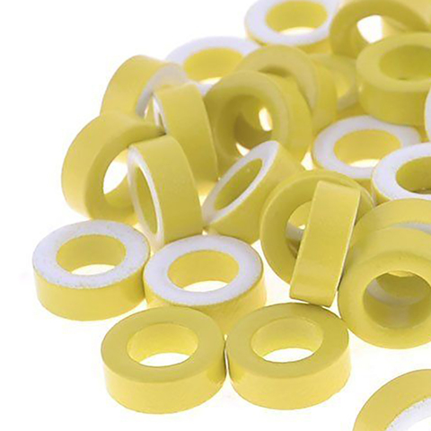 50pcs T50-26 Yellow White Ring Iron Ferrite Toroid Cores 7.5mm Inner Diameter For Inductors ► Photo 1/4
