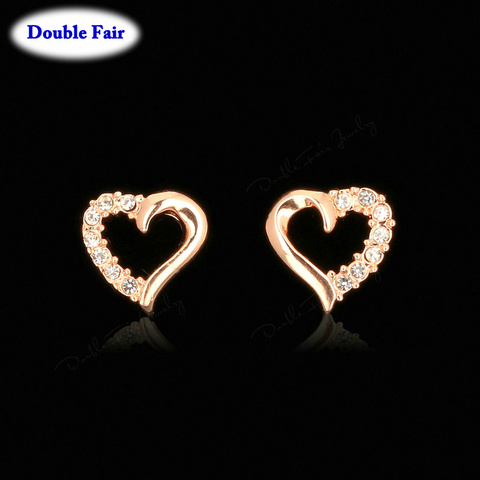 DWE327 Cute Love Heart Crystal Rose Gold Color Stud Earrings Fashion CZ Dimond Jewelry Earings For Women Wholesale Brincos ► Photo 1/6