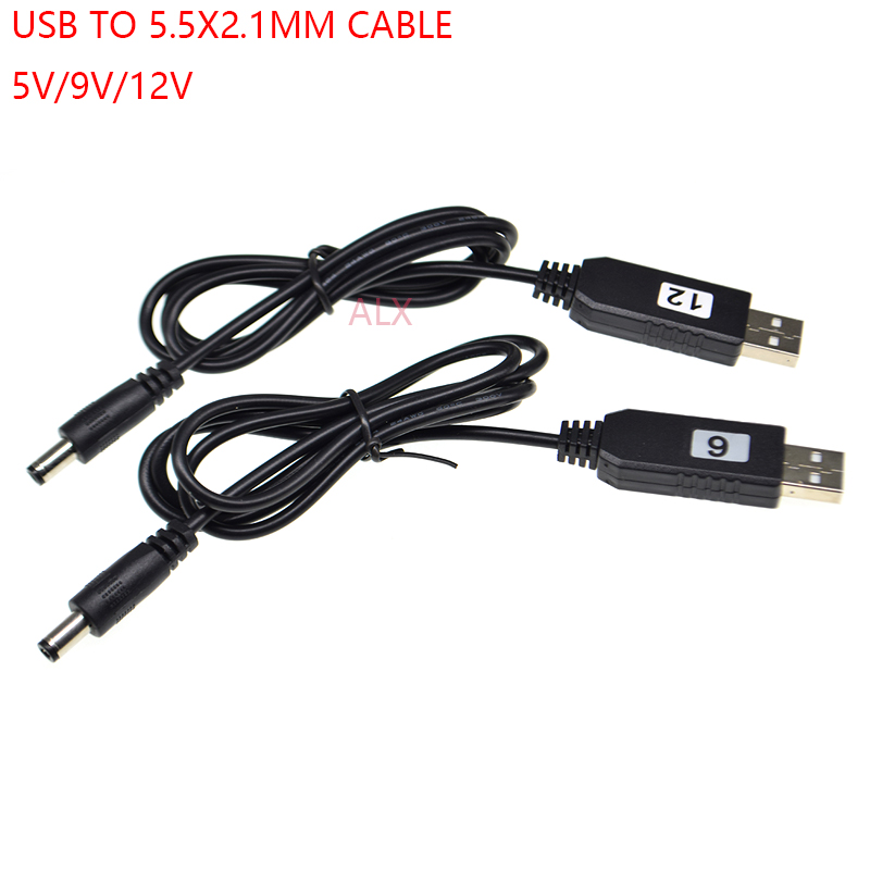 USB DC 5V To 12V 2.1x5.5mm Right Angle Male Step Up Cable Adapter For Router 