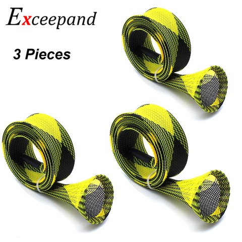 Lot 3 Exceepand Yellow and Black Casting Fishing Rod Covers Pole Sleeves Baitcasting Jacket Socks ► Photo 1/6