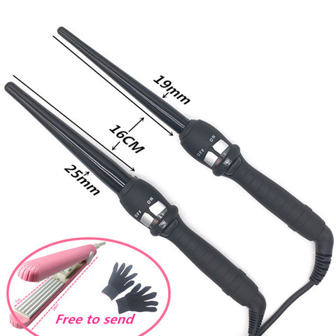 Free of charge Corn holde rcurlers conical curling iron single tube ceramic glaze pear flower cone electric hair curly hair ► Photo 1/5