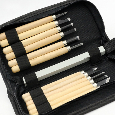 12pcs Wood Carving Knife   Tool    Hand Rubber Seal   with Grinding Stone Set ► Photo 1/6