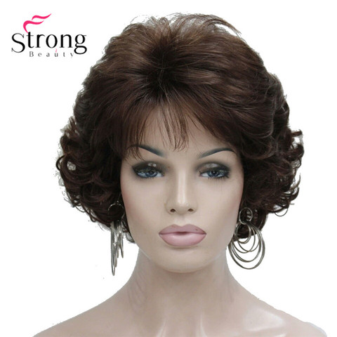 Short Curly Dark Auburn Synthetic Hair Full wig Women's Thick Wigs For Everyday ► Photo 1/6