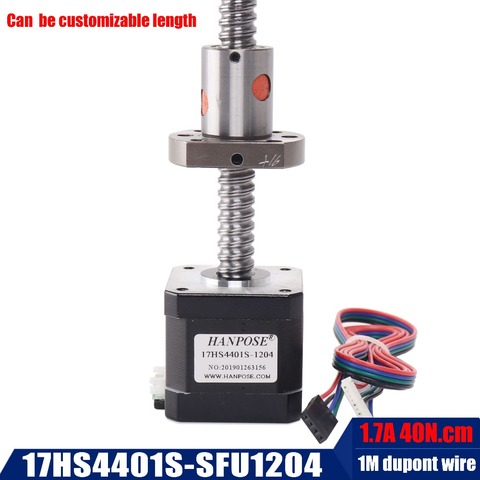 SFU1204 Ball screw motor nema17 stepper motor 1.7A 40N.cm 17hs4401S 12mm diameter 42BYGH for Precision cnc machine ► Photo 1/6