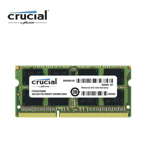Crucial DDR3 4G 1600MHZ 1.35V CL11 204pin PC3-12800 Laptop Memory RAM SODIMM ► Photo 1/1