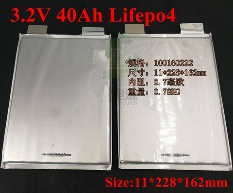 1pcs 3.2v 40Ah Lifepo4 Cell 100A 10160222 Battery 3.2V Lifepo4 Prismatic Cell Pouch Lithium Iron Phosphate Battery High Power ► Photo 1/4