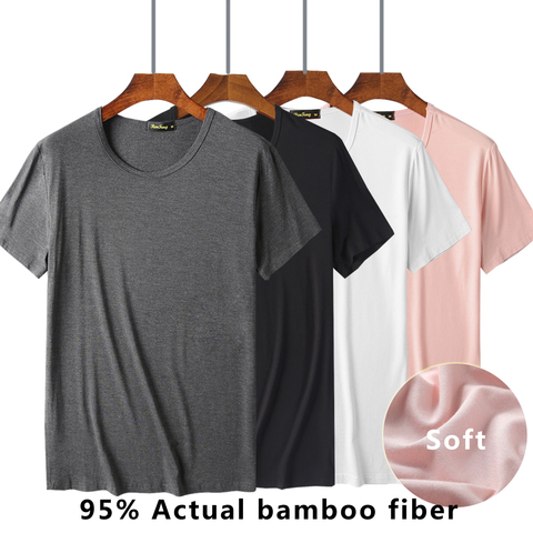 Comfortable Men's Crew Neck Bamboo Fiber Viscose Undershirt Black White Gray Short Sleeve T Shirt Men Summer Tops Plus Size 4XL ► Photo 1/6