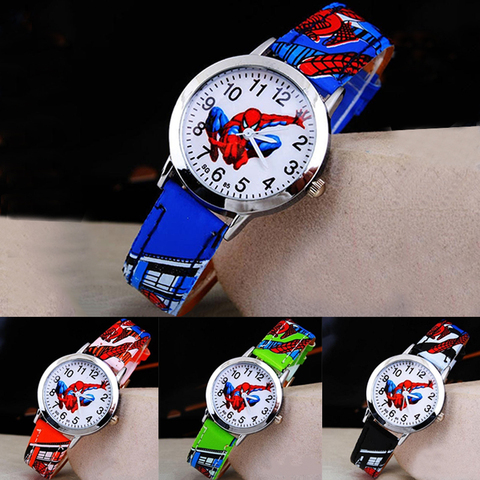 Children's Cartoon Watch Spiderman Leather Strap Quartz Watch Best Child Wristwatch Gift ► Photo 1/6
