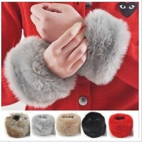 Lovely Winter Female Warm Thick Knit Cashmere Velvet Warm Fingerless Gloves Women Cute Plush Half Finger Gloves Wrist Sleeve A46 ► Photo 1/1