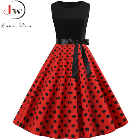 Black Polka Dot Party Dress Women 2022 Summer Red Pin Up Rockabilly Dress robe femme 50s 60s Elegant Vintage Dress Plus Size ► Photo 1/6