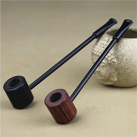 Ebony Wood Pipe Smoking Pipes Portable Smoking Pipe Herb Tobacco Pipes Grinder Smoke Gifts Black/Coffee 2 Colors ► Photo 1/6