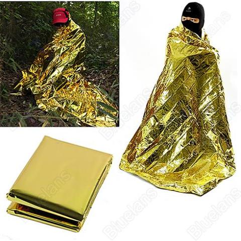 rescue emergent blanket survive thermal mylar lifesave first aid kit treatment camp warm heat dry keep foil bushcraft outdoor ► Photo 1/3