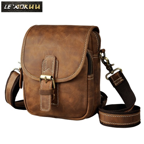 Quality Leather Men Design Casual Multifunction Small Messenger Crossbody Bag Fashion Waist Belt Bag Phone Pouch Male 1168d ► Photo 1/6