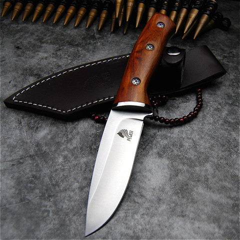 PEGASI Exquisite sandalwood hunting knife multi-function sharp outdoor knife home gift high quality ornamental knife ► Photo 1/6