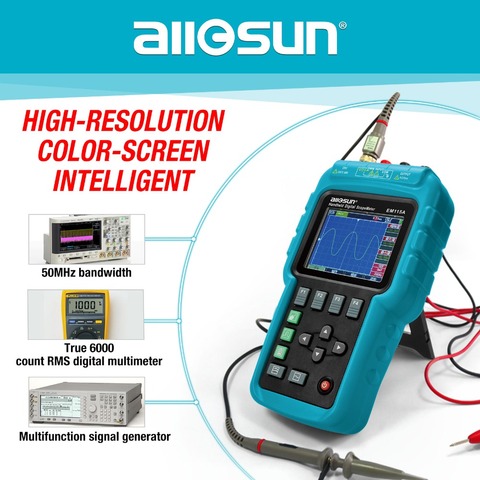 ALL SUN Handheld Oscillograph 3 in 1 Multifunction Oscilloscope 50MHZ Color Screen Scopemeter Single Channel Hot Sale EM115A ► Photo 1/5