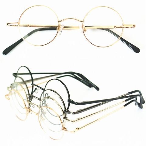 60s Vintage 37mm small Round Eyeglass Frames Spring Hinges myopia Rx able Glasses Spectacles come with clear lenses ► Photo 1/6