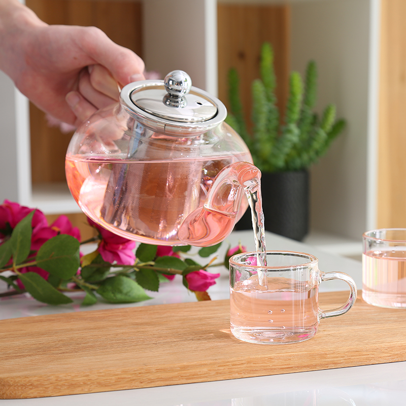 1X Clear Loose Leaf Tea Heat-resistant Glass Teapot With Infuser Stainless Steel 