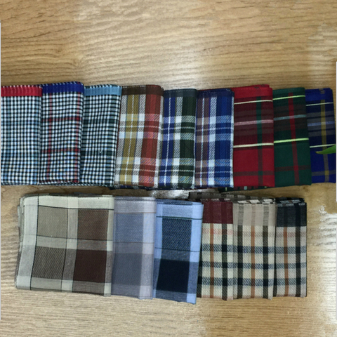 12Pcs/lot  Classic Vintage Plaid Stripe Handkerchief Hanky Men Pocket Squares 100% Cotton Business Casual Chest Towel  ► Photo 1/1