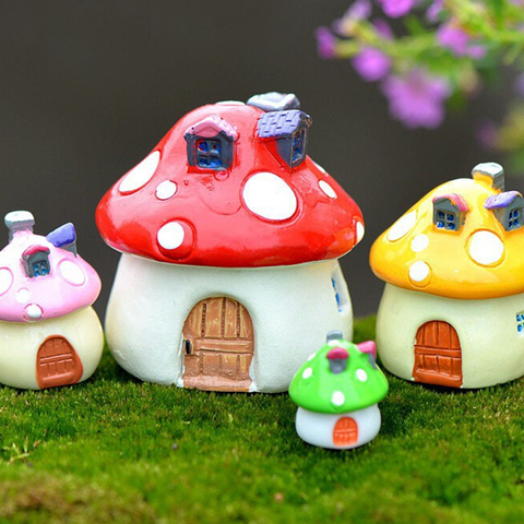 3 Sizes Mushroom House Resin Fairy Garden Craft Decoration Miniature Micro Gnome Terrarium Mediterranean House Castle Gift ► Photo 1/6