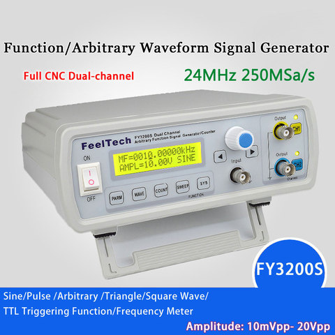Digital DDS Function Signal Source Generator Arbitrary Waveform/Pulse Frequency Meter Dual-channel12Bit 250MSa/s Sine Wave 24MHz ► Photo 1/6